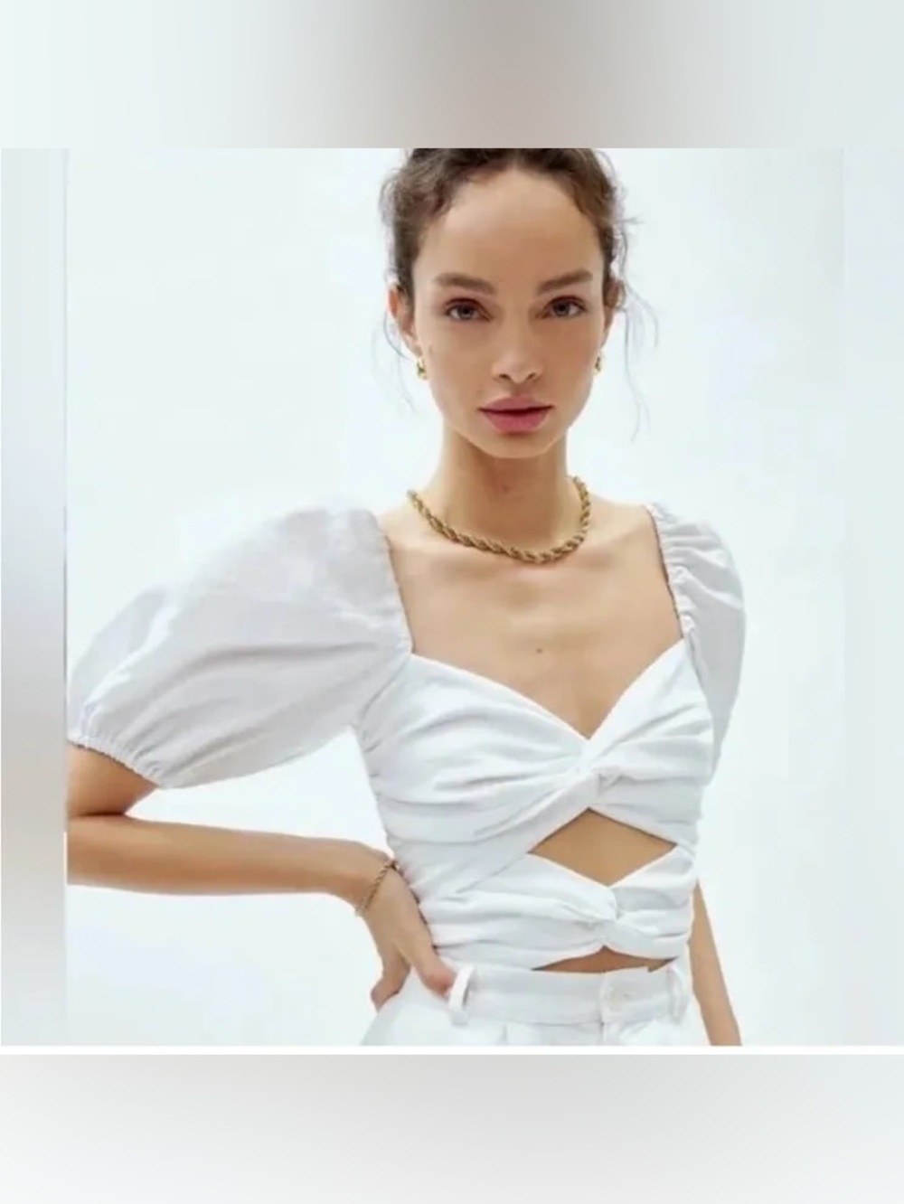 Reformation Karina Linen Ruched Top White NWT Size 12